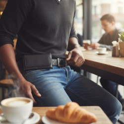 Kabura skórzana do paska CRAZY 3D uniwersalna wsuwka ciemnobrązowa