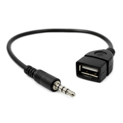 Adapter AUX 3.5mm USB - kabel audio 15cm czarny