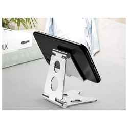 Podstawka / stojak / statyw / uchwyt biurkowy metalowy na telefon / tablet srebrna
