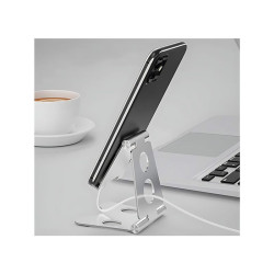 Podstawka / stojak / statyw / uchwyt biurkowy metalowy na telefon / tablet srebrna