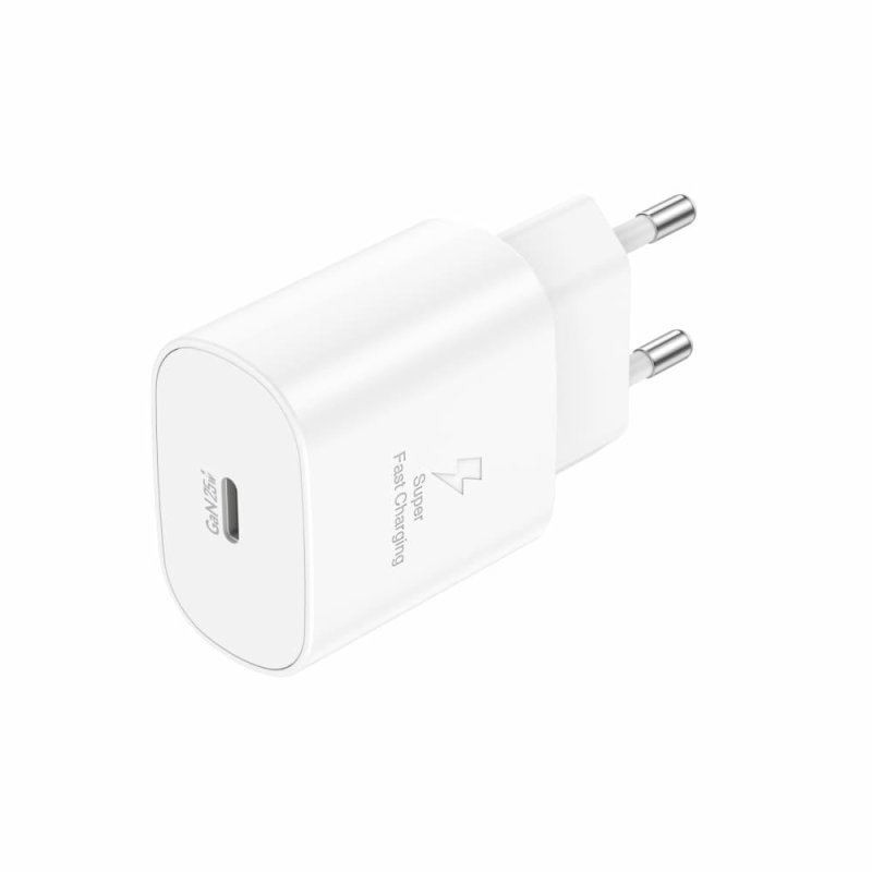 Ładowarka sieciowa USB Typ C USB-C PD Power Delivery 25W EU51 GaN biała