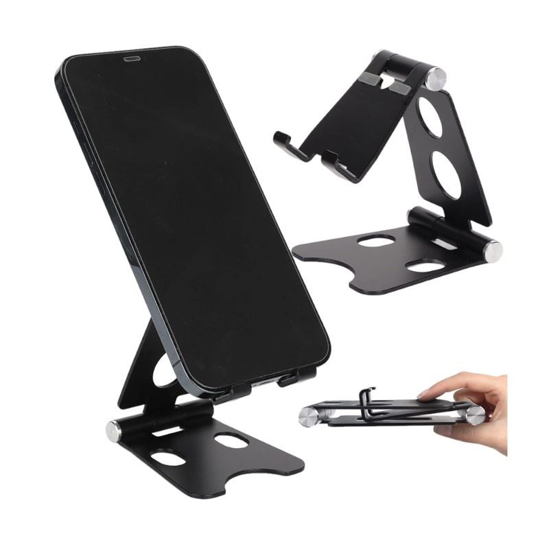 Podstawka / stojak / statyw / uchwyt biurkowy metalowy na telefon / tablet czarna