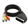 Kabel EURO SCART do 3 RCA cinch audio video 1.2 m czarny