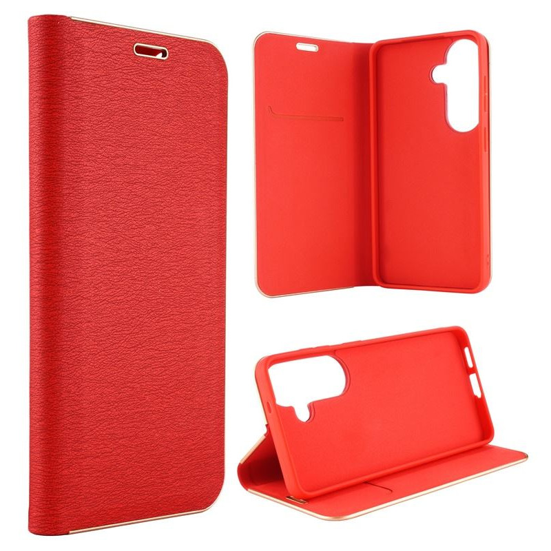 Etui Flip Vennus na telefon Samsung Galaxy S24 5G S921 czerwone