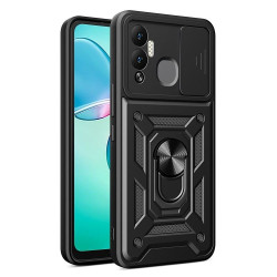 Etui Pancerne CAMSHIELD Ring na telefon Infinix Hot 12 Play / NFC X6816D czarne