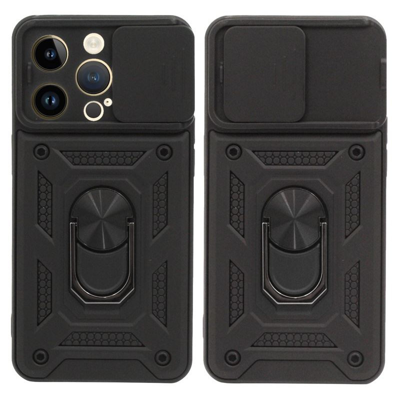Etui Pancerne CAMSHIELD Ring na telefon Apple iPhone 14 Pro A2890 czarne