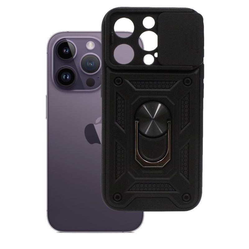 Etui Pancerne CAMSHIELD Ring na telefon Apple iPhone 15 Pro A3102 czarne