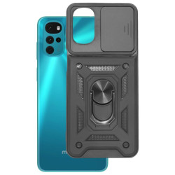 Etui Pancerne CAMSHIELD Ring na telefon Motorola Moto G22 E32 E32s czarne