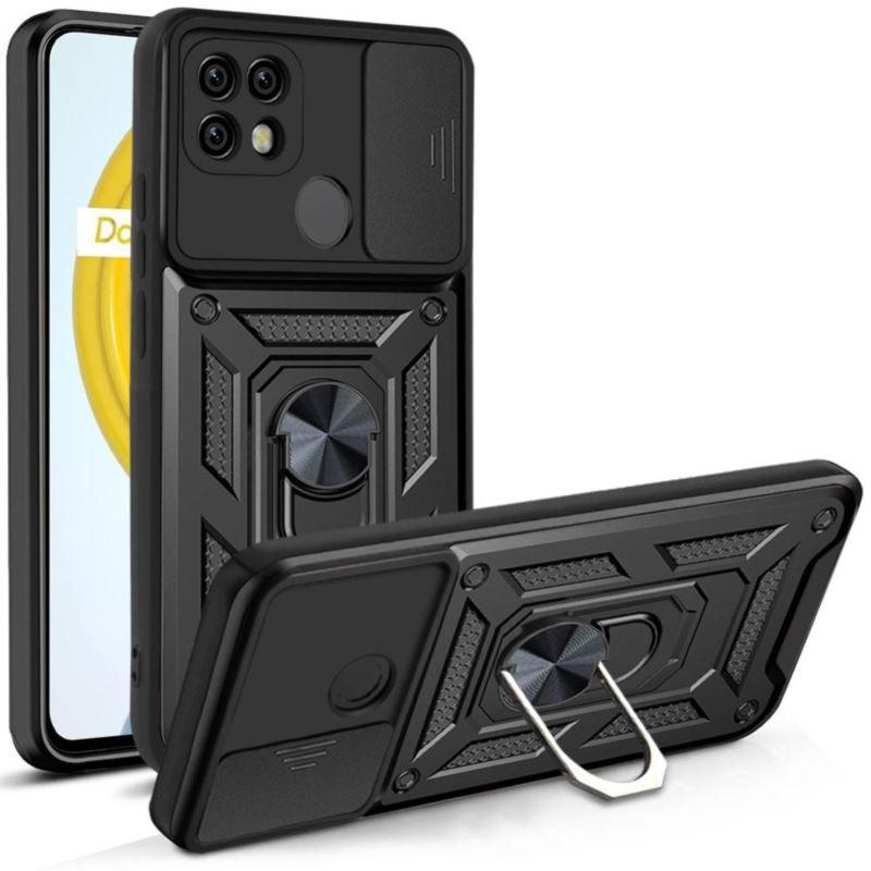 Etui Pancerne CAMSHIELD Ring na telefon Realme C21Y / C25Y czarne