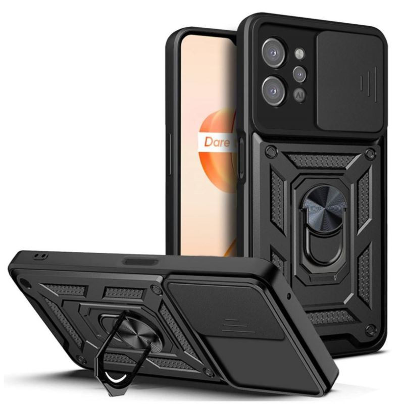 Etui Pancerne CAMSHIELD Ring na telefon Realme C31 RMX3501 czarne