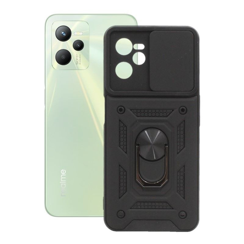 Etui Pancerne CAMSHIELD Ring na telefon Realme C35 / Narzo 50A Prime czarne