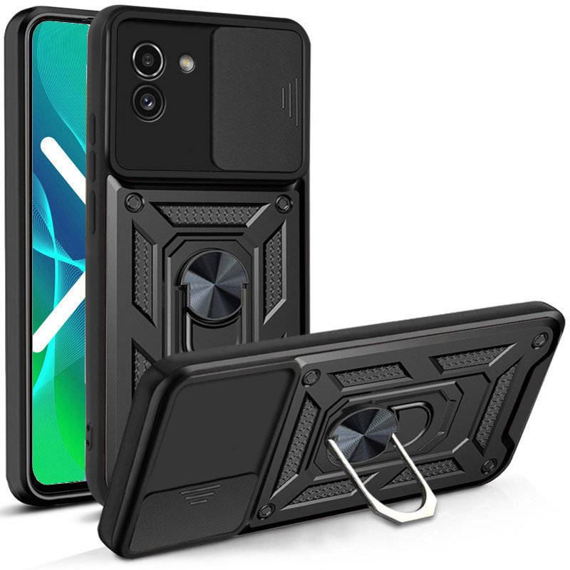 Etui pancerne CamShield Ring na telefon Samsung Galaxy A03 czarne