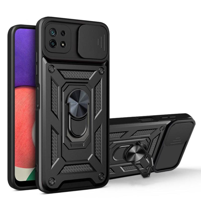 Etui Pancerne CAMSHIELD Ring na telefon Samsung Galaxy A22 5G czarne
