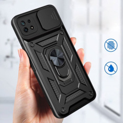 Etui Pancerne CAMSHIELD Ring na telefon Samsung Galaxy A22 5G czarne
