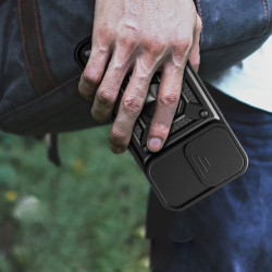 Etui Pancerne CAMSHIELD Ring na telefon Samsung Galaxy A22 5G czarne