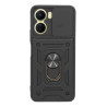 Etui Pancerne CAMSHIELD Ring na telefon Vivo Y16 4G V2214 / Y02s czarne