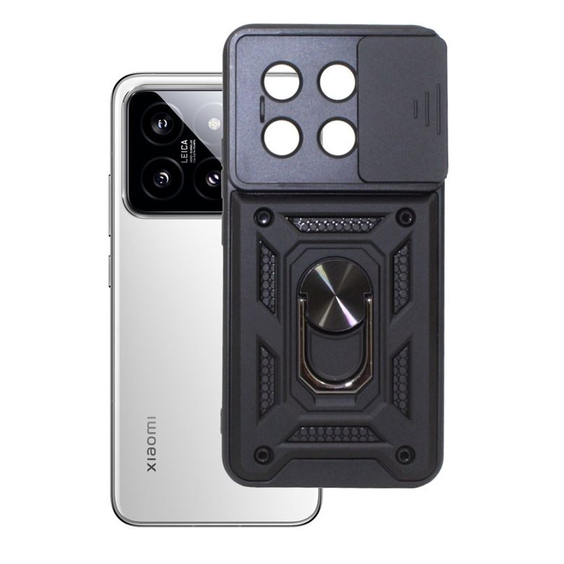 Etui Pancerne CAMSHIELD Ring na telefon Xiaomi 14 Pro 5G czarne
