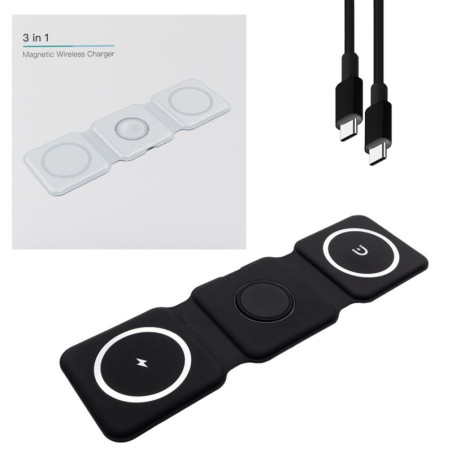 Ładowarka bezprzewodowa indukcyjna MagSafe Qi do smartwatch Apple Watch / do telefonu Apple Watch / do Apple AirPods 15W czarna