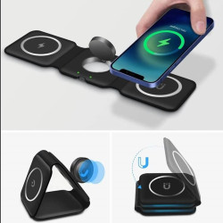 Ładowarka bezprzewodowa indukcyjna MagSafe Qi do smartwatch Apple Watch / do telefonu Apple Watch / do Apple AirPods 15W czarna