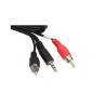 Kabel 2 x wtyk RCA - audio jack 3,5mm czarny przewód 3m