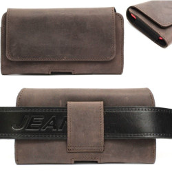 Etui Kabura skórzana CRAZY 3D L na telefon do paska brązowa