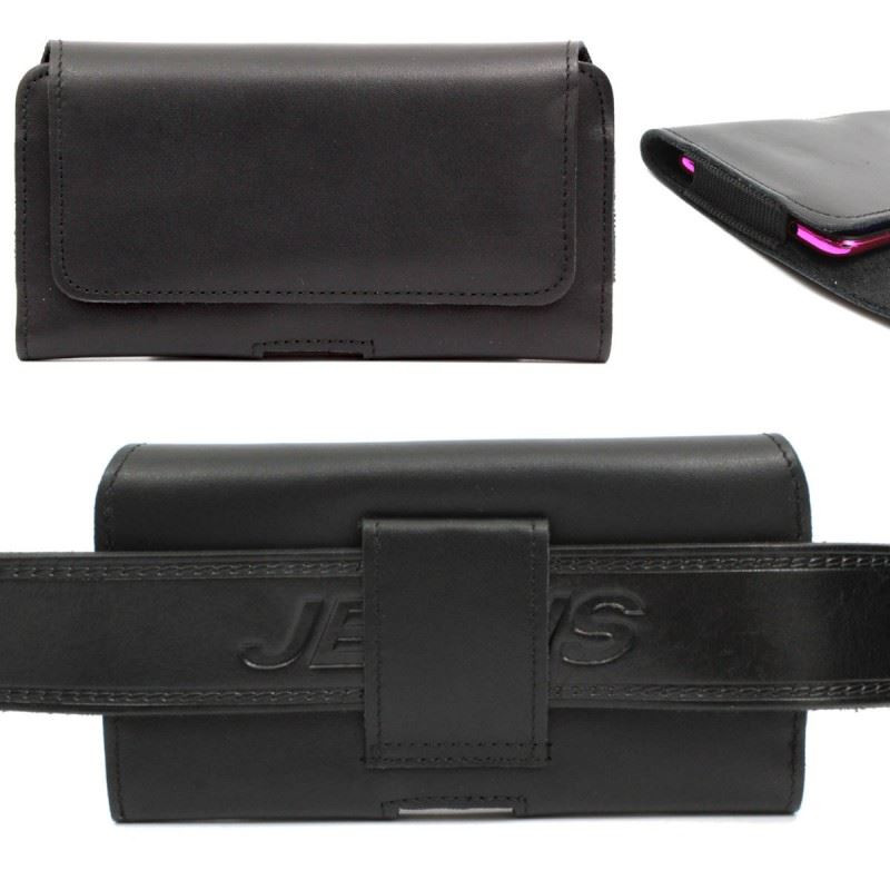 Etui Kabura skórzana CRAZY 3D L na telefon do paska czarna