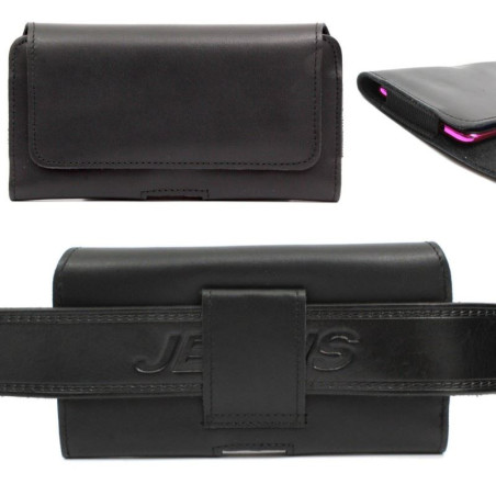 Etui Kabura skórzana CRAZY 3D L na telefon do paska czarna