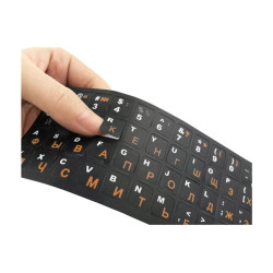 Naklejki na klawiaturę CYRYLICA + QWERTY 13x13mm - samoprzylepne nakładki na klawisze i przyciski laptopa i komputera