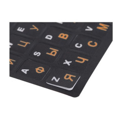 Naklejki na klawiaturę CYRYLICA + QWERTY 13x13mm - samoprzylepne nakładki na klawisze i przyciski laptopa i komputera