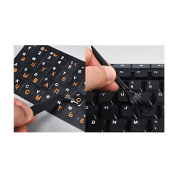 Naklejki na klawiaturę CYRYLICA + QWERTY 13x13mm - samoprzylepne nakładki na klawisze i przyciski laptopa i komputera