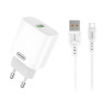 Ładowarka sieciowa do telefonu USB 18W 3.6A z kablem USB-C Quick Charge 3.0 SZYBKIE ŁADOWANIE biała