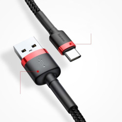 Kabel USB-C - USB Baseus Cafule przewód wspierający SZYBKIE ŁADOWANIE QC3.0 2A USBC 2m czarny
