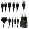 Ładowarka uniwersalna sieciowa samochodowa do telefonu USB 10w1 USB-C 30pin miniUSB microUSB samsung L760 11mm 90cm