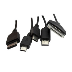 Ładowarka uniwersalna sieciowa samochodowa do telefonu USB 10w1 USB-C 30pin miniUSB microUSB samsung L760 11mm 90cm