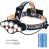 Latarka czołowa na głowę 8 LED mocna + 2 akumulatory + ładowarka USB