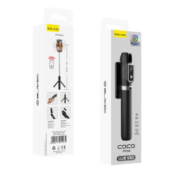 Uchwyt SELFIE STICK TRIPOD aluminiowy kieszonkowy z pilotem na telefon smartfon kamerę sportową czarny długość 18,5-71cm P04