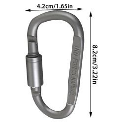 Karabińczyk turystyczny aluminiowy z blokadą 8cm | Uchwyt brelok survival | szary