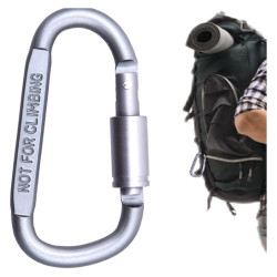 Karabińczyk turystyczny aluminiowy z blokadą 8cm | Uchwyt brelok survival | srebrny