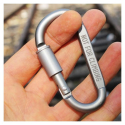 Karabińczyk turystyczny aluminiowy z blokadą 8cm | Uchwyt brelok survival | srebrny
