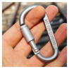 Karabińczyk turystyczny aluminiowy z blokadą 8cm | Uchwyt brelok survival | srebrny
