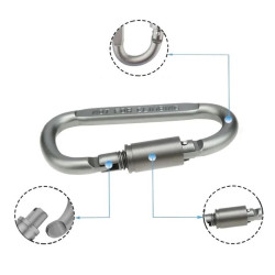 Karabińczyk turystyczny aluminiowy z blokadą 8cm | Uchwyt brelok survival | srebrny