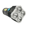 Latarka taktyczna wojskowa szperacz akumulator mocna 4 LED + COB + uchwyt + kabel USB
