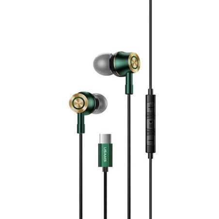 SŁUCHAWKI USB C TYP-C USB-C USAMS EP-43 z DAC ciemny zielony Samsung Galaxy S20 S21 Note 20