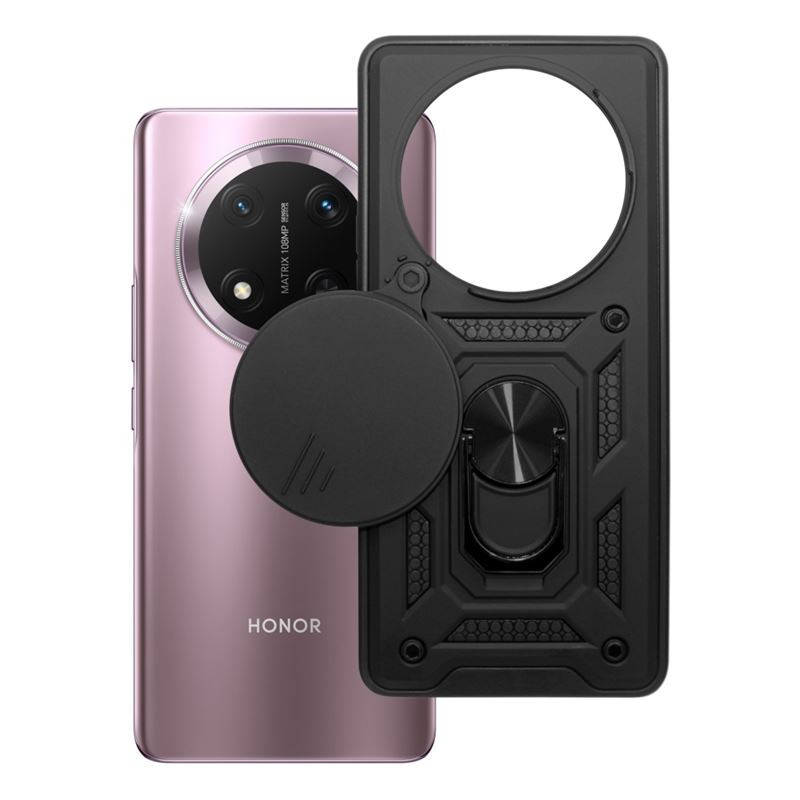 Etui pancerne CamShield Ring na telefon Honor Magic 7 Lite 5G / X9c czarne