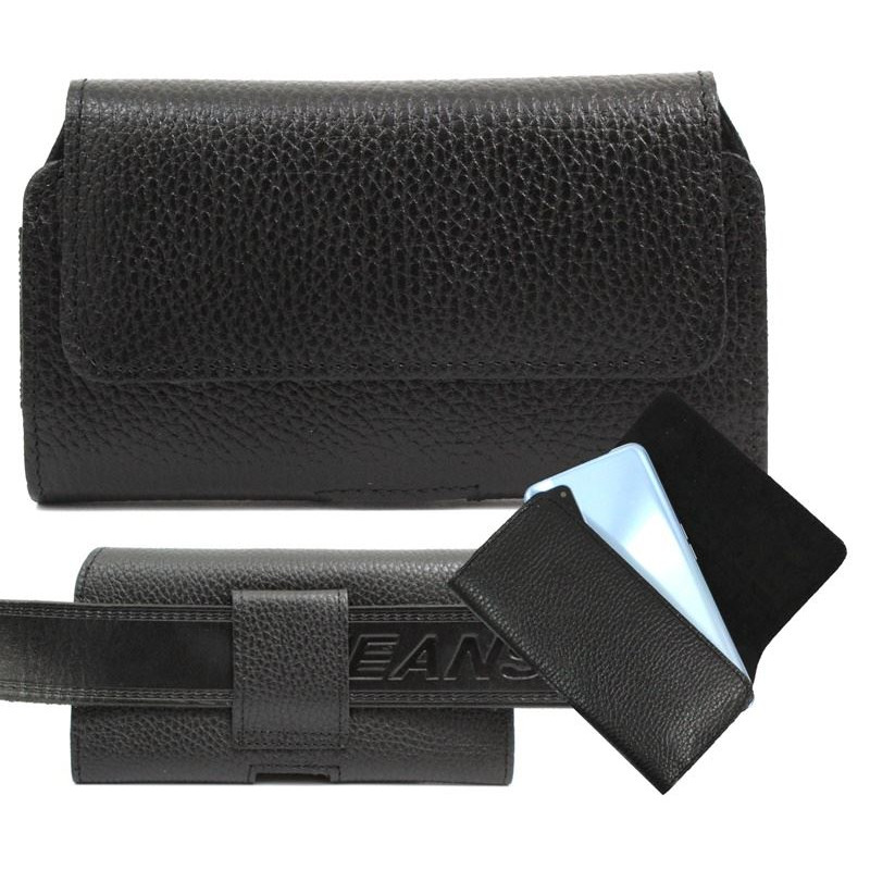 Etui Kabura skórzana CRAZY 3D na telefon LG G8x V50s Samsung Galaxy Z Fold 7 / 6 / 5 / 4 / 3 / 2 czarny groszek