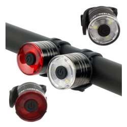 Lampka rowerowa LED na przód i tył - zestaw 2 sztuki aluminium | Sklep