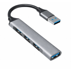 HUB rozdzielacz 3 x USB A USB-A 2.0 1 x USB A USB-A 3.0 adapter przejściówka rozgałęźnik szary podłużny HUB1a