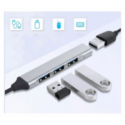 HUB rozdzielacz 3 x USB A USB-A 2.0 1 x USB A USB-A 3.0 adapter przejściówka rozgałęźnik szary podłużny HUB1a