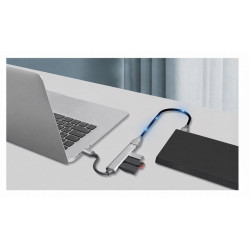HUB rozdzielacz 3 x USB A USB-A 2.0 1 x USB A USB-A 3.0 adapter przejściówka rozgałęźnik szary podłużny HUB1a