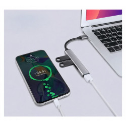 HUB rozdzielacz 3 x USB A USB-A 2.0 1 x USB A USB-A 3.0 adapter przejściówka rozgałęźnik szary podłużny HUB1a